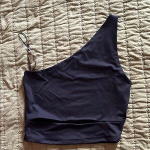 Black One-Shoulder Crop Top